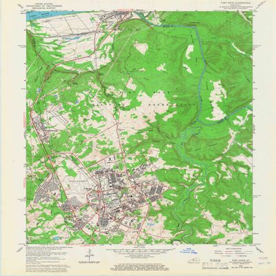 YellowMaps Fort Knox KY topo map, 1:24000 Scale, 7.5 X 7.5 Minute, Historical, 1960, Updated 1966, 27 x 22 in - Tyvek