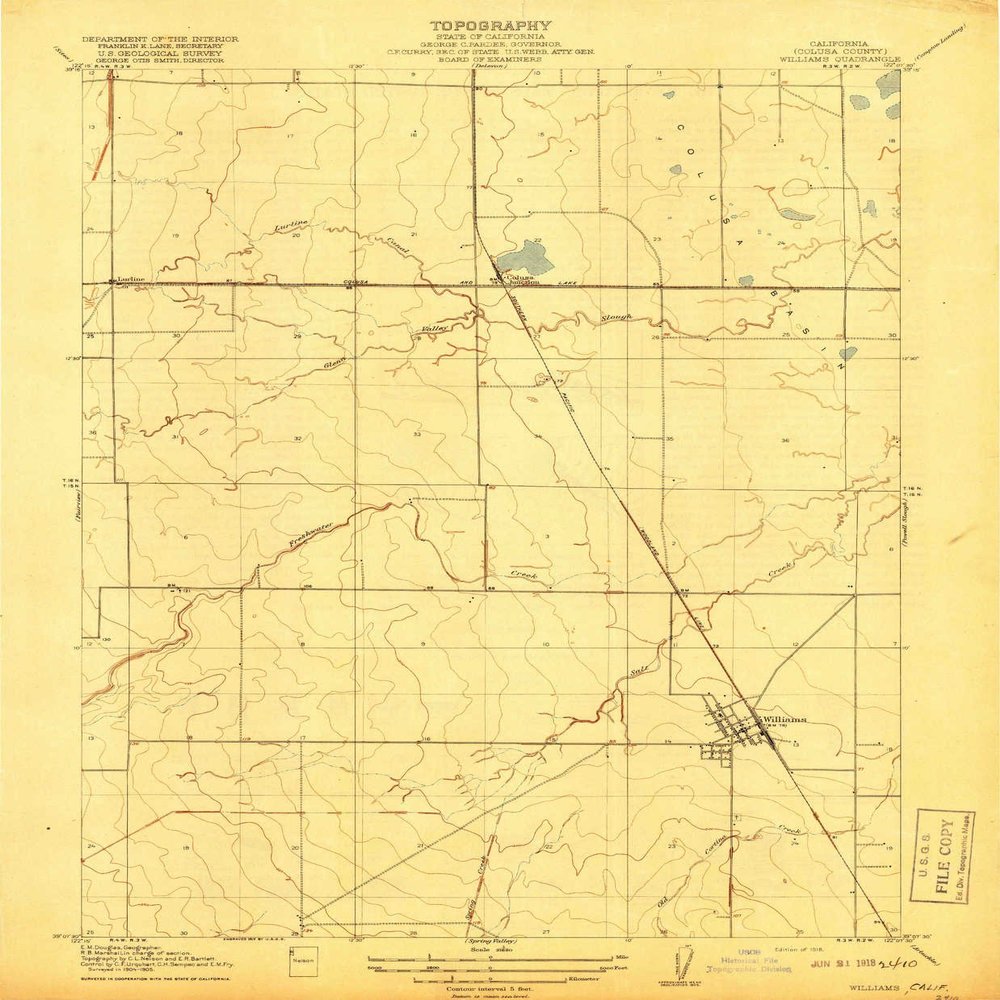 YellowMaps Williams CA topo map, 1:31680 Scale, 7.5 X 7.5 Minute, Historical, 1918, 19.9 x 16.4 in - Polypropylene