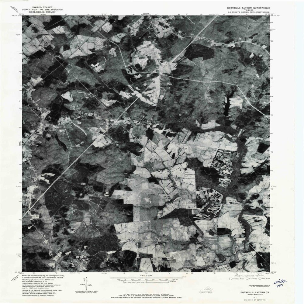 YellowMaps Boswells Tavern VA topo map, 1:24000 Scale, 7.5 X 7.5 Minute, Historical, 1977, Updated 1982, 26.7 x 21.9 in - Polypropylene