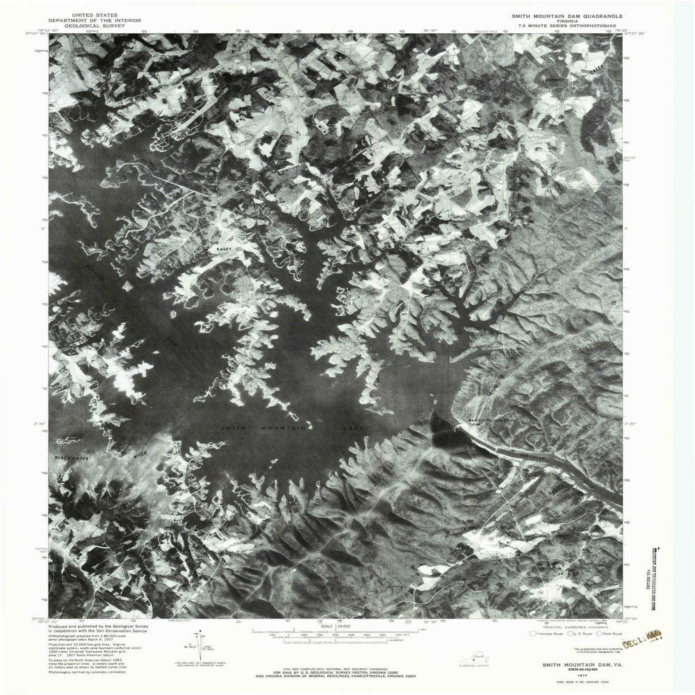 YellowMaps Smith Mountain Dam VA topo map, 1:24000 Scale, 7.5 X 7.5 Minute, Historical, 1977, Updated 1983, 26.8 x 21.9 in - Polypropylene