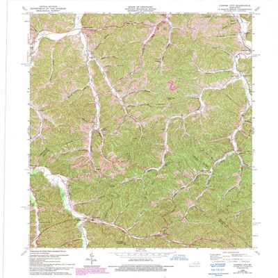 YellowMaps Cannel City KY topo map, 1:24000 Scale, 7.5 X 7.5 Minute, Historical, 1965, Updated 1993, 27.2 x 22.9 in - Polypropylene