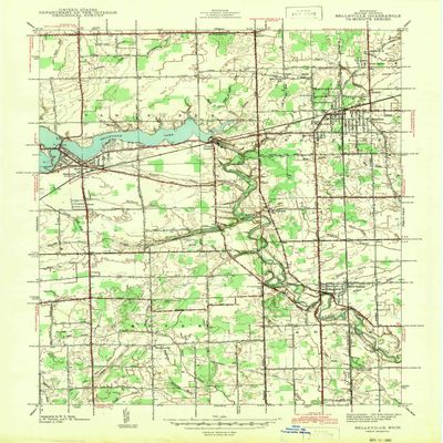 Belleville MI topo map, 1:24000 Scale, 7.5 X 7.5 Minute, Historical, 1942, Updated 1942, 27 x 20.8 in - Polypropylene