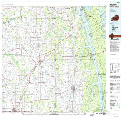 YellowMaps Murray KY topo map, 1:100000 Scale, 30 X 60 Minute, Historical, 1986, Updated 1986, 25 x 41.2 in - Tyvek