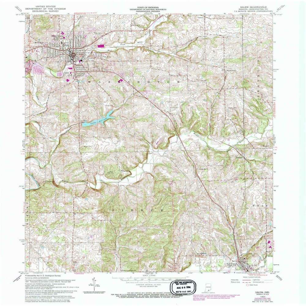 YellowMaps Salem in topo map, 1:24000 Scale, 7.5 X 7.5 Minute, Historical, 1963, Updated 1994, 27 x 22 in - Polypropylene