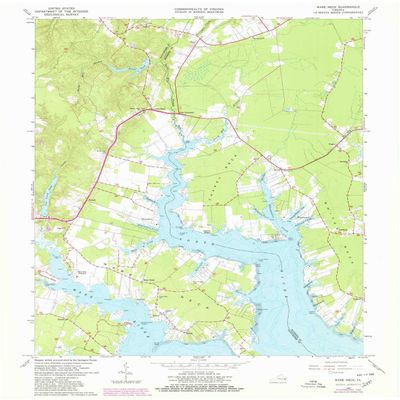 YellowMaps Ware Neck VA topo map, 1:24000 Scale, 7.5 X 7.5 Minute, Historical, 1965, Updated 1980, 27 x 22 in - Polypropylene