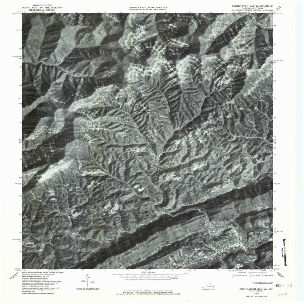 YellowMaps Pennington Gap VA topo map, 1:24000 Scale, 7.5 X 7.5 Minute, Historical, 1976, Updated 1981, 26.8 x 22 in - Polypropylene