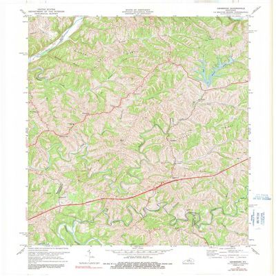 YellowMaps Ashbrook KY topo map, 1:24000 Scale, 7.5 X 7.5 Minute, Historical, 1972, Updated 1991, 27.4 x 22.5 in - Polypropylene