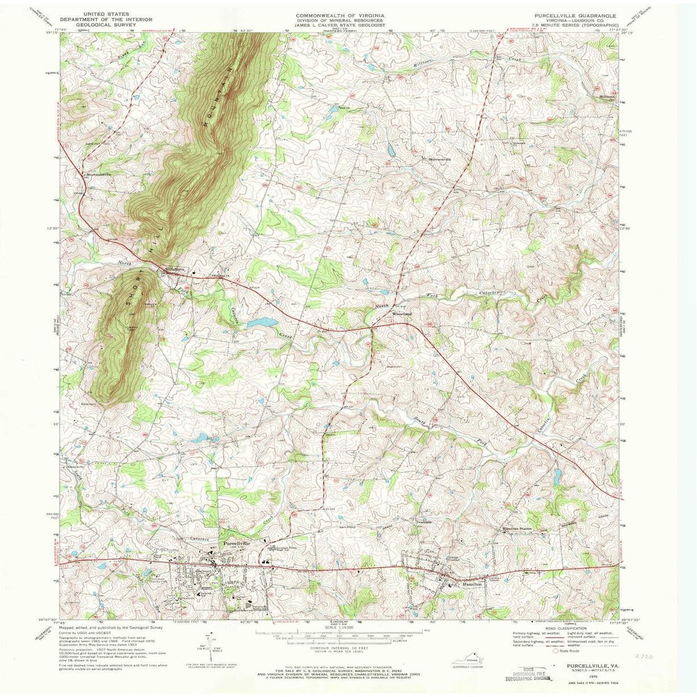 YellowMaps Purcellville VA topo map, 1:24000 Scale, 7.5 X 7.5 Minute, Historical, 1970, Updated 1972, 27 x 22.1 in - Polypropylene