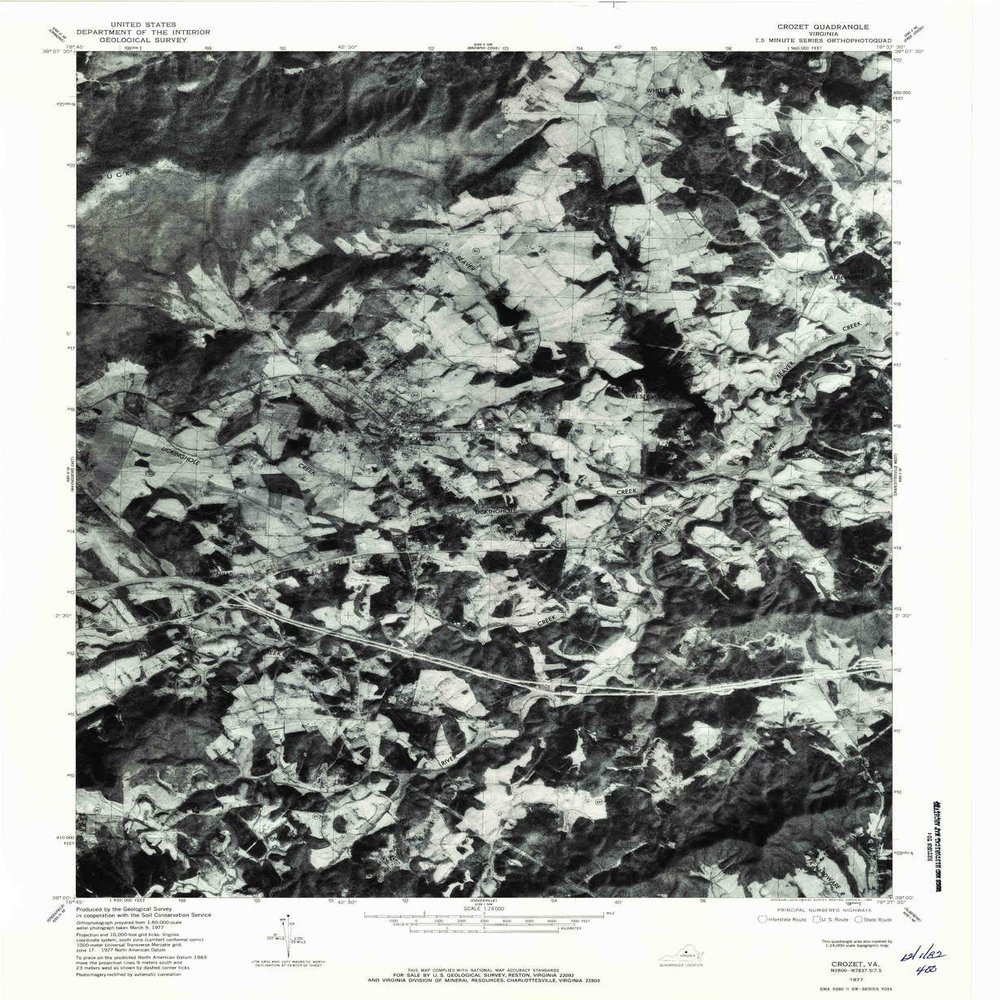 YellowMaps Crozet VA topo map, 1:24000 Scale, 7.5 X 7.5 Minute, Historical, 1977, Updated 1982, 26.7 x 21.9 in - Polypropylene