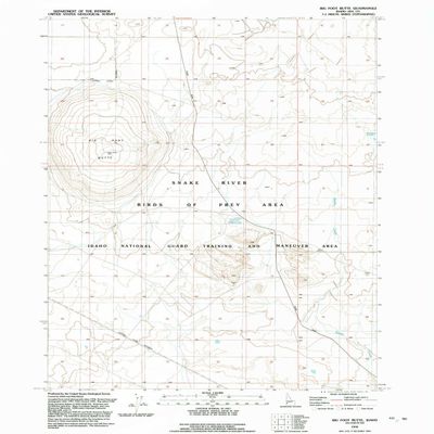 YellowMaps Big Foot Butte ID topo map, 1:24000 Scale, 7.5 X 7.5 Minute, Historical, 1992, Updated 1992, 26.8 x 22 in - Polypropylene