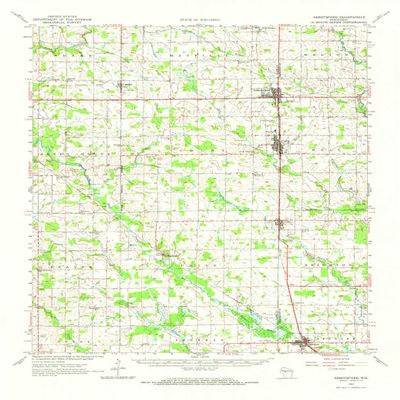 YellowMaps Abbotsford WI topo map, 1:62500 Scale, 15 X 15 Minute, Historical, 1963, Updated 1964, 21.5 x 14.9 in - Polypropylene