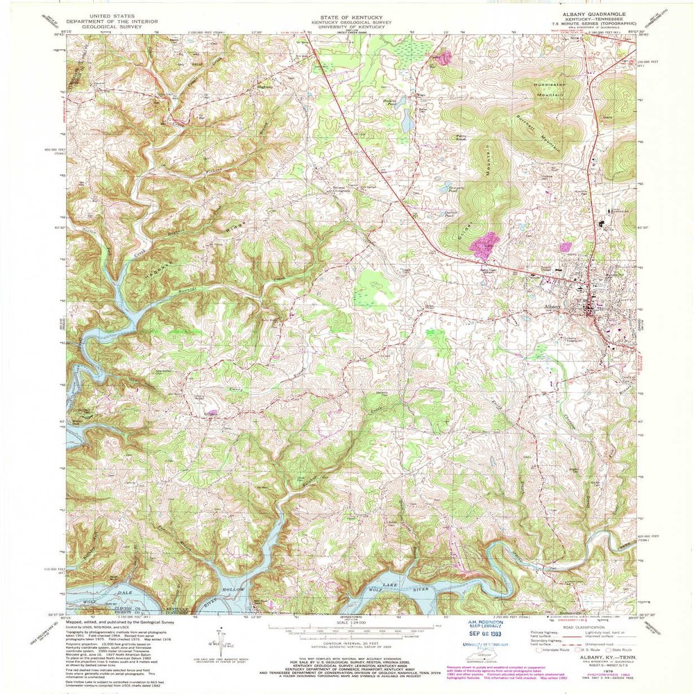 YellowMaps Albany KY topo map, 1:24000 Scale, 7.5 X 7.5 Minute, Historical, 1978, Updated 1983, 27.4 x 22.6 in - Polypropylene