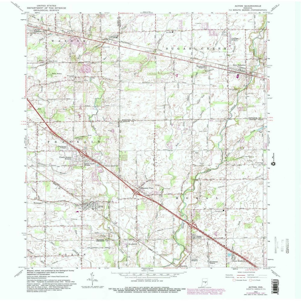 YellowMaps Acton in topo map, 1:24000 Scale, 7.5 X 7.5 Minute, Historical, 1962, Updated 1982, 27 x 22 in - Polypropylene