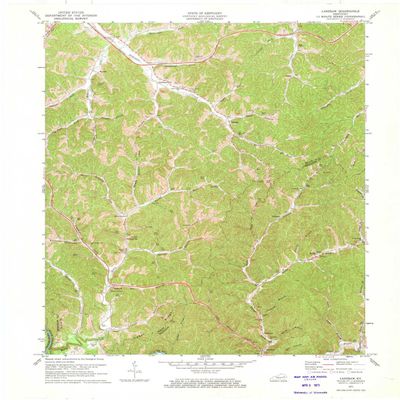 YellowMaps Landsaw KY topo map, 1:24000 Scale, 7.5 X 7.5 Minute, Historical, 1971, Updated 1973, 27.4 x 22.6 in - Polypropylene