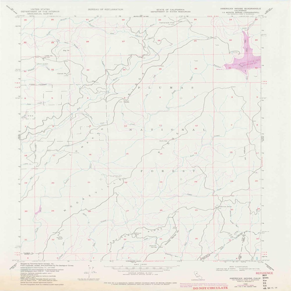 YellowMaps American House CA topo map, 1:24000 Scale, 7.5 X 7.5 Minute, Historical, 1948, Updated 1978, 27.1 x 21.2 in - Tyvek