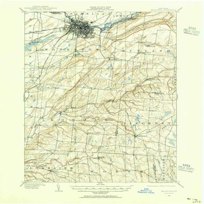 YellowMaps Watertown NY topo map, 1:62500 Scale, 15 X 15 Minute, Historical, 1908, Updated 1955, 20.9 x 17 in - Tyvek