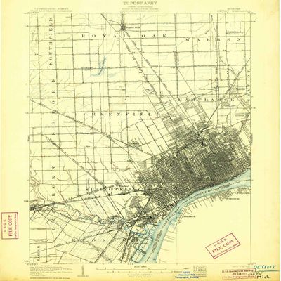 YellowMaps Detroit MI topo map, 1:62500 Scale, 15 X 15 Minute, Historical, 1905, 19.7 x 16.5 in - Tyvek