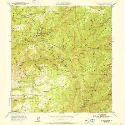 YellowMaps Alleghany CA topo map, 1:24000 Scale, 7.5 X 7.5 Minute, Historical, 1951, 26.8 x 22 in - Polypropylene