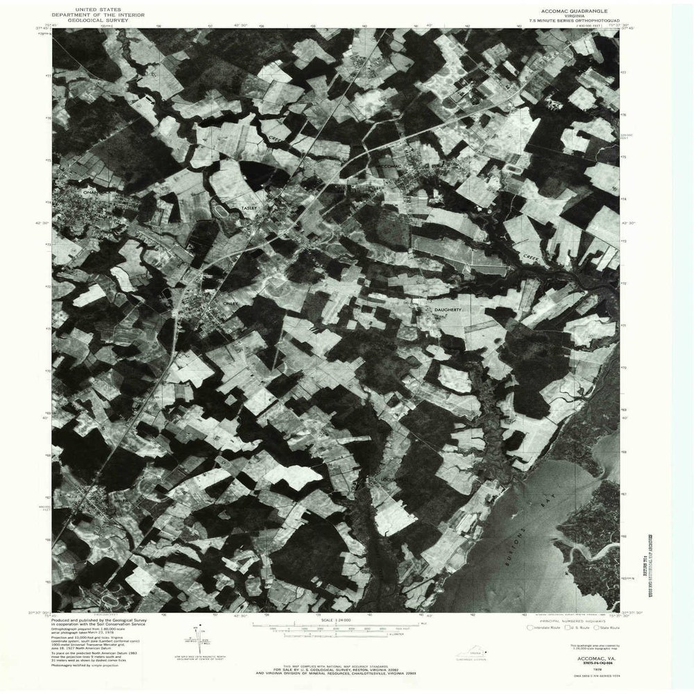 YellowMaps Accomac VA topo map, 1:24000 Scale, 7.5 X 7.5 Minute, Historical, 1978, Updated 1983, 26.8 x 22 in - Polypropylene