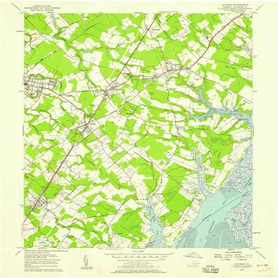 YellowMaps Accomac VA topo map, 1:24000 Scale, 7.5 X 7.5 Minute, Historical, 1957, Updated 1958, 27 x 22 in - Tyvek