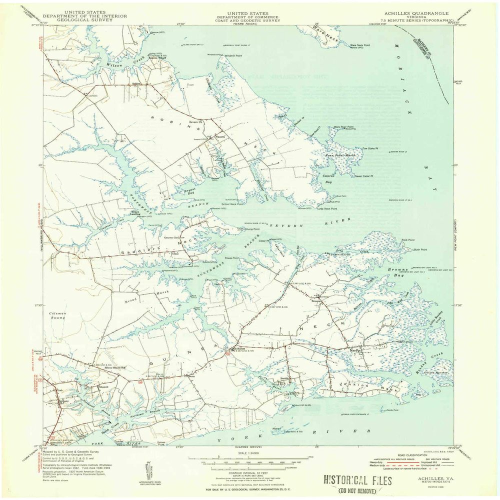 YellowMaps Achilles VA topo map, 1:24000 Scale, 7.5 X 7.5 Minute, Historical, 1948, 27 x 22 in - Tyvek