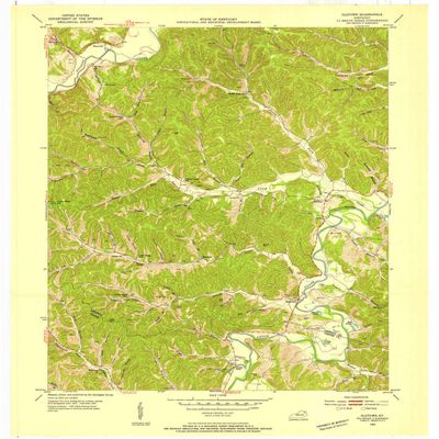 YellowMaps Oldtown KY topo map, 1:24000 Scale, 7.5 X 7.5 Minute, Historical, 1953, Updated 1954, 27.4 x 23 in - Polypropylene