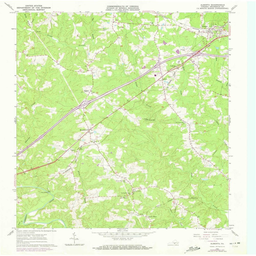 YellowMaps Alberta VA topo map, 1:24000 Scale, 7.5 X 7.5 Minute, Historical, 1963, Updated 1972, 27 x 22.1 in - Tyvek