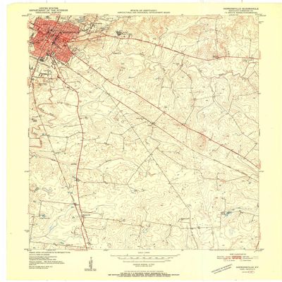 YellowMaps Hopkinsville KY topo map, 1:24000 Scale, 7.5 X 7.5 Minute, Historical, 1951, 27.4 x 22.5 in - Tyvek