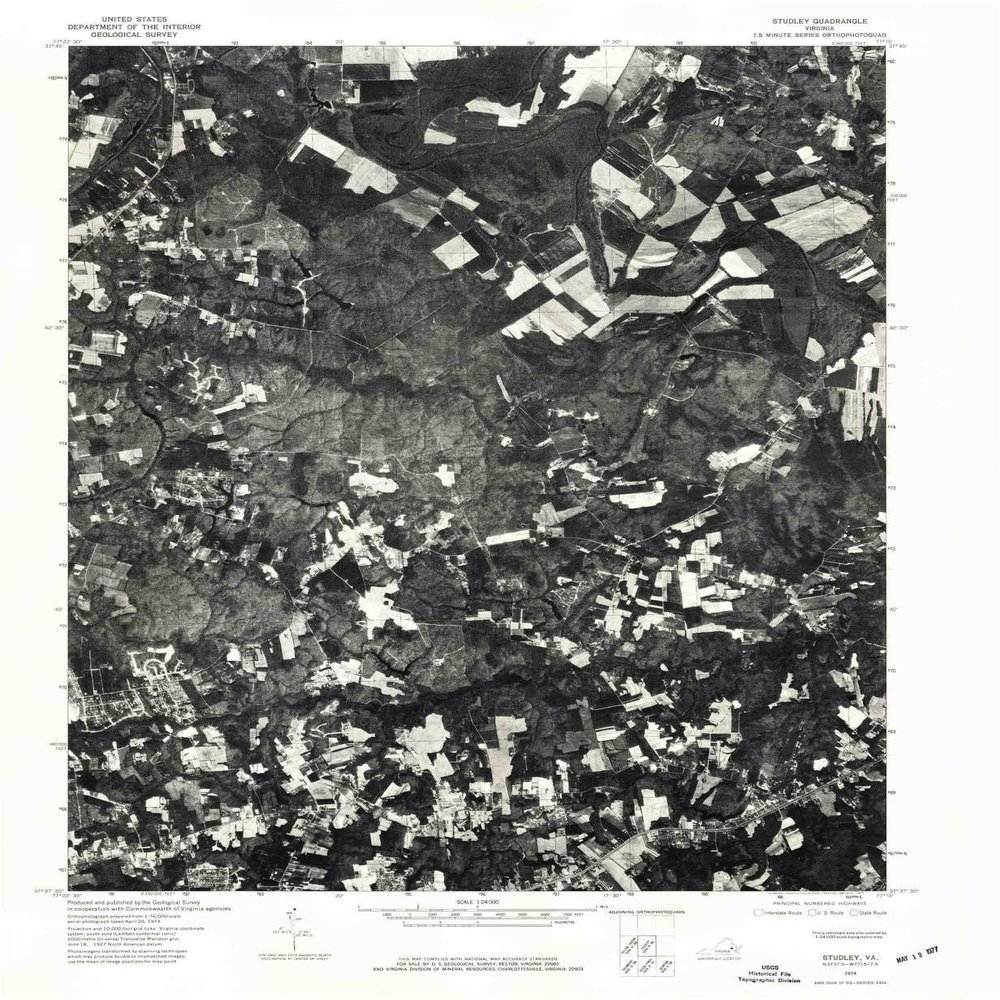 YellowMaps Studley VA topo map, 1:24000 Scale, 7.5 X 7.5 Minute, Historical, 1974, Updated 1977, 26.7 x 22 in - Polypropylene