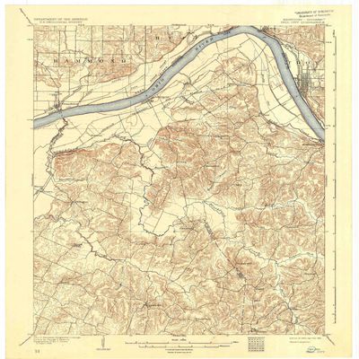 Tell City in topo map, 1:62500 Scale, 15 X 15 Minute, Historical, 1903, Updated 1934, 20.2 x 17 in - Tyvek