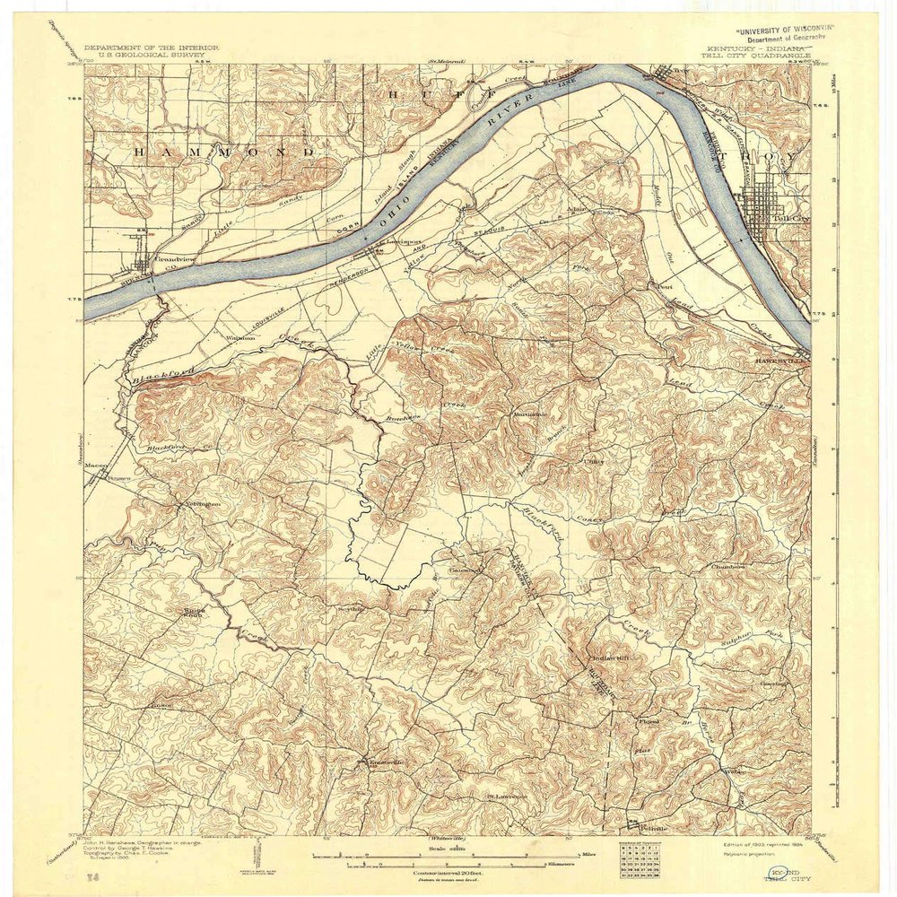 Tell City in topo map, 1:62500 Scale, 15 X 15 Minute, Historical, 1903, Updated 1934, 20.2 x 17 in - Tyvek