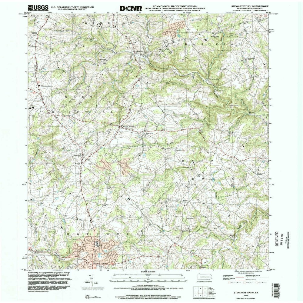 YellowMaps Stewartstown PA topo map, 1:24000 Scale, 7.5 X 7.5 Minute, Historical, 1999, Updated 2002, 27 x 22 in - Polypropylene