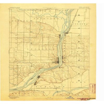 YellowMaps Leclaire IA topo map, 1:62500 Scale, 15 X 15 Minute, Historical, 1893, Updated 1905, 20.9 x 17.1 in - Polypropylene