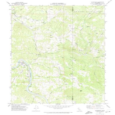 YellowMaps Alderpoint CA topo map, 1:24000 Scale, 7.5 X 7.5 Minute, Historical, 1969, Updated 1974, 26.6 x 21.4 in - Polypropylene
