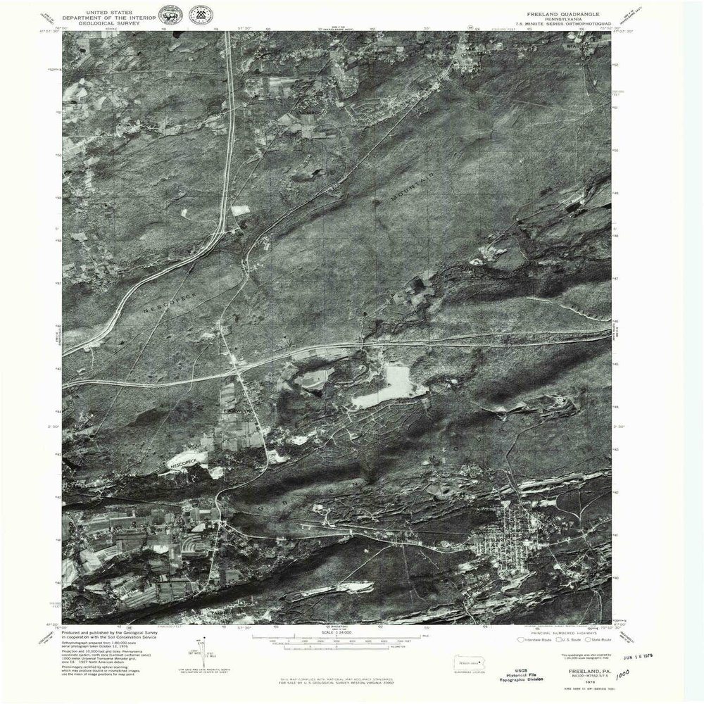 YellowMaps Freeland PA topo map, 1:24000 Scale, 7.5 X 7.5 Minute, Historical, 1976, Updated 1979, 26.8 x 21.9 in - Polypropylene