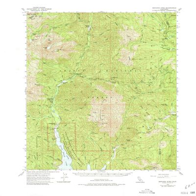 YellowMaps Bonanza King CA topo map, 1:62500 Scale, 15 X 15 Minute, Historical, 1955, Updated 1980, 21.8 x 17.3 in - Polypropylene