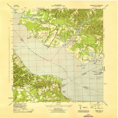 YellowMaps Morattico VA topo map, 1:31680 Scale, 7.5 X 7.5 Minute, Historical, 1944, 21.8 x 18 in - Polypropylene