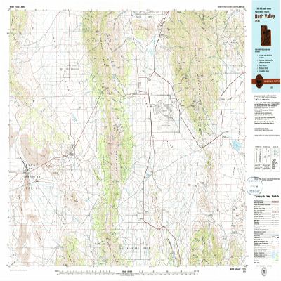 YellowMaps Rush Valley UT topo map, 1:100000 Scale, 30 X 60 Minute, Historical, 1979, Updated 1985, 24.1 x 40 in - Polypropylene