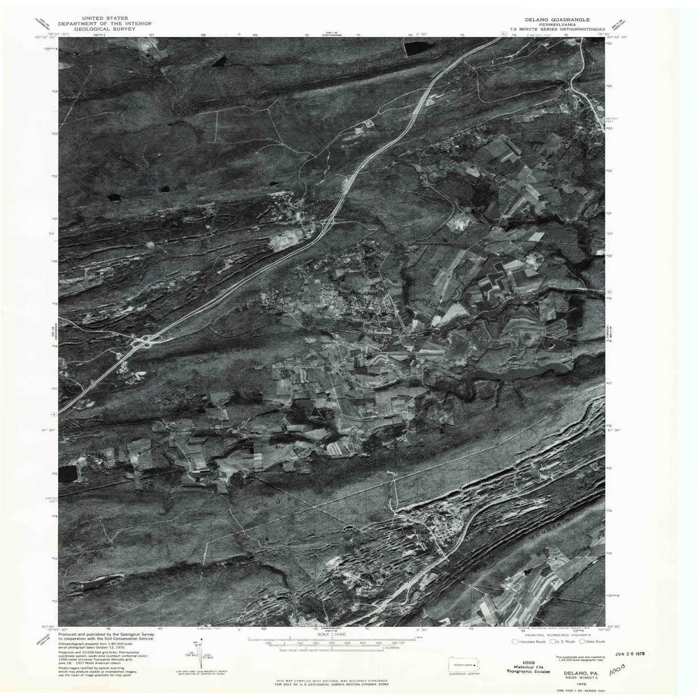 YellowMaps Delano PA topo map, 1:24000 Scale, 7.5 X 7.5 Minute, Historical, 1976, Updated 1979, 26.7 x 21.9 in - Polypropylene