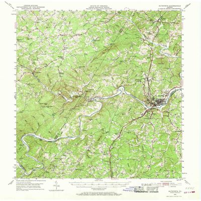 YellowMaps Altavista VA topo map, 1:62500 Scale, 15 X 15 Minute, Historical, 1951, Updated 1968, 21 x 17 in - Polypropylene