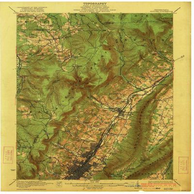 YellowMaps Altoona PA topo map, 1:62500 Scale, 15 X 15 Minute, Historical, 1922, 20.4 x 16.5 in - Polypropylene