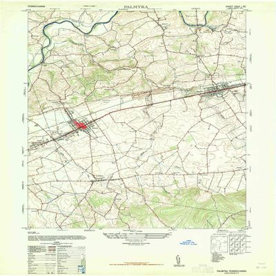 YellowMaps Palmyra PA topo map, 1:24000 Scale, 7.5 X 7.5 Minute, Historical, 1947, Updated 1965, 28.8 x 22 in - Tyvek