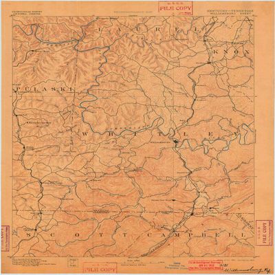 YellowMaps Williamsburg KY topo map, 1:125000 Scale, 30 X 30 Minute, Historical, 1894, Updated 1902, 19.9 x 16.1 in - Tyvek