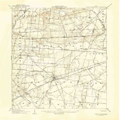 YellowMaps South Charleston OH topo map, 1:62500 Scale, 15 X 15 Minute, Historical, 1907, Updated 1943, 20.8 x 17.1 in - Polypropylene