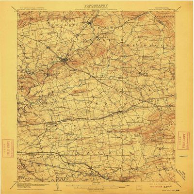 New Holland PA topo map, 1:62500 Scale, 15 X 15 Minute, Historical, 1908, Updated 1912, 19.9 x 16.5 in - Polypropylene