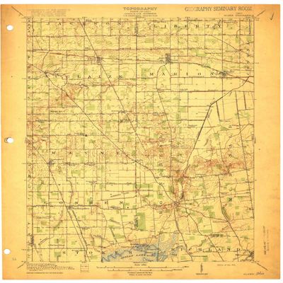 YellowMaps Alger OH topo map, 1:62500 Scale, 15 X 15 Minute, Historical, 1915, 20.2 x 16.5 in - Polypropylene