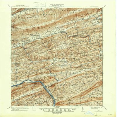 YellowMaps Millerstown PA topo map, 1:62500 Scale, 15 X 15 Minute, Historical, 1907, Updated 1947, 20.8 x 17.1 in - Tyvek