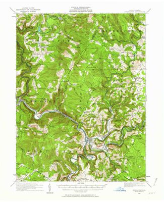 YellowMaps Confluence PA topo map, 1:62500 Scale, 15 X 15 Minute, Historical, 1931, Updated 1963, 21 x 17 in - Polypropylene