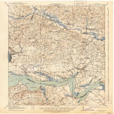 YellowMaps Charles City VA topo map, 1:62500 Scale, 15 X 15 Minute, Historical, 1918, Updated 1944, 19.9 x 16.5 in - Tyvek