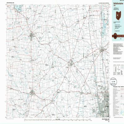 Bellefontaine OH topo map, 1:100000 Scale, 30 X 60 Minute, Historical, 1986, Updated 1986, 24.1 x 40.6 in - Polypropylene